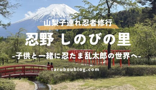 【山梨・子連れ】忍たまの世界に潜入！？「忍野 しのびの里」で3歳・7歳が忍者修行に挑む！ニンッ！！